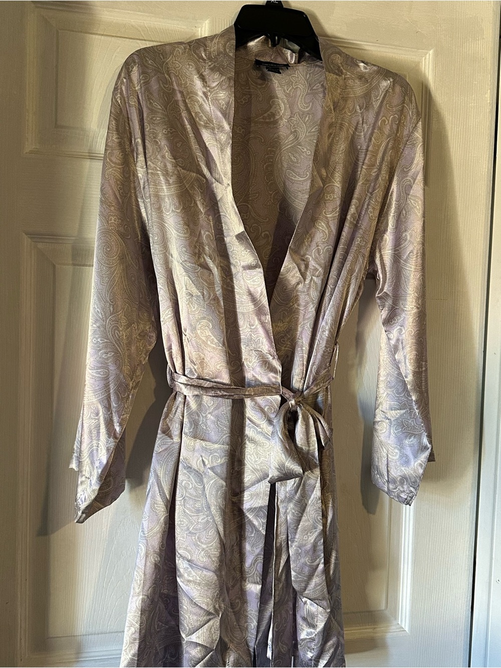 Jones New York Lavender Paisley Satin Wrap Robe